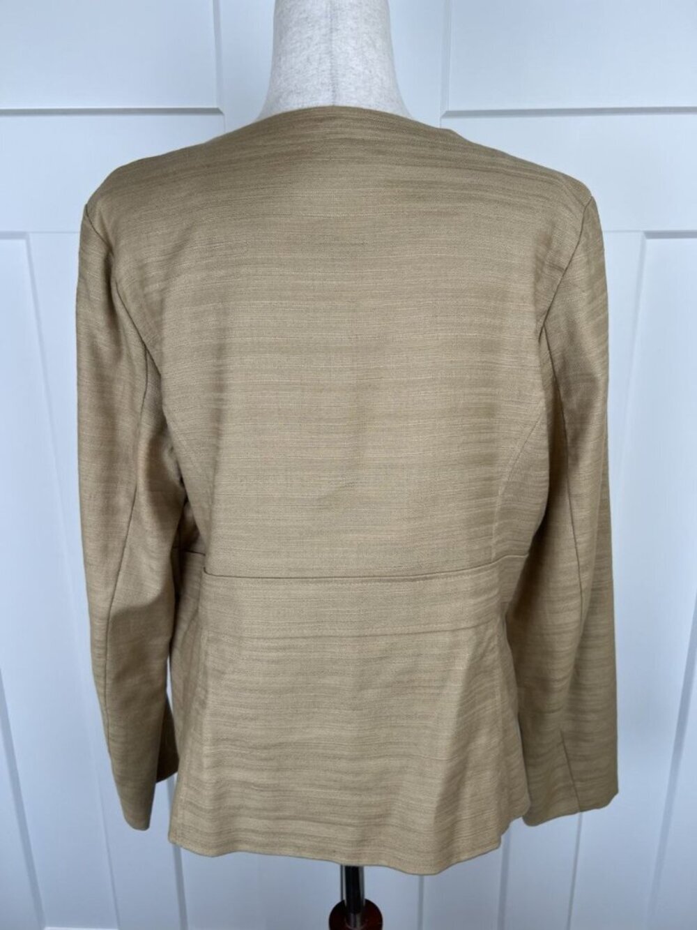Dana Buchman Jacket Womens 16 Maize Cotton Linen Zip Utility Safari Lined - Picture 6 of 9